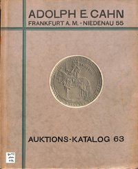 Adolph E. Cahn, Versteigerungs-Katalog No. 63, 1929