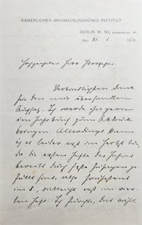 Brief des Kaiserlich Deutschen Archäologischen Instituts, Berlin, an Moritz Meurer