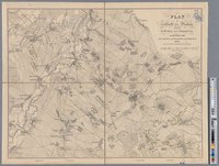 Plan der Schlacht bei Wachau und des Gefechts bei Connewitz am 16. Oktober 1813. Erste Aufstellung der französischen und Verbündeten Armeen.