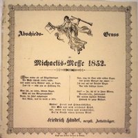 Anschlagzettel: Abschieds-Gruss zur Michaelis-Messe 1852.